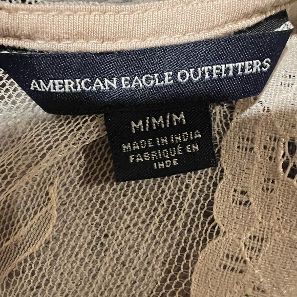 American Eagle Layered Cream Lace Blouse With Zip Back Size Medium - Picture 4 of 6